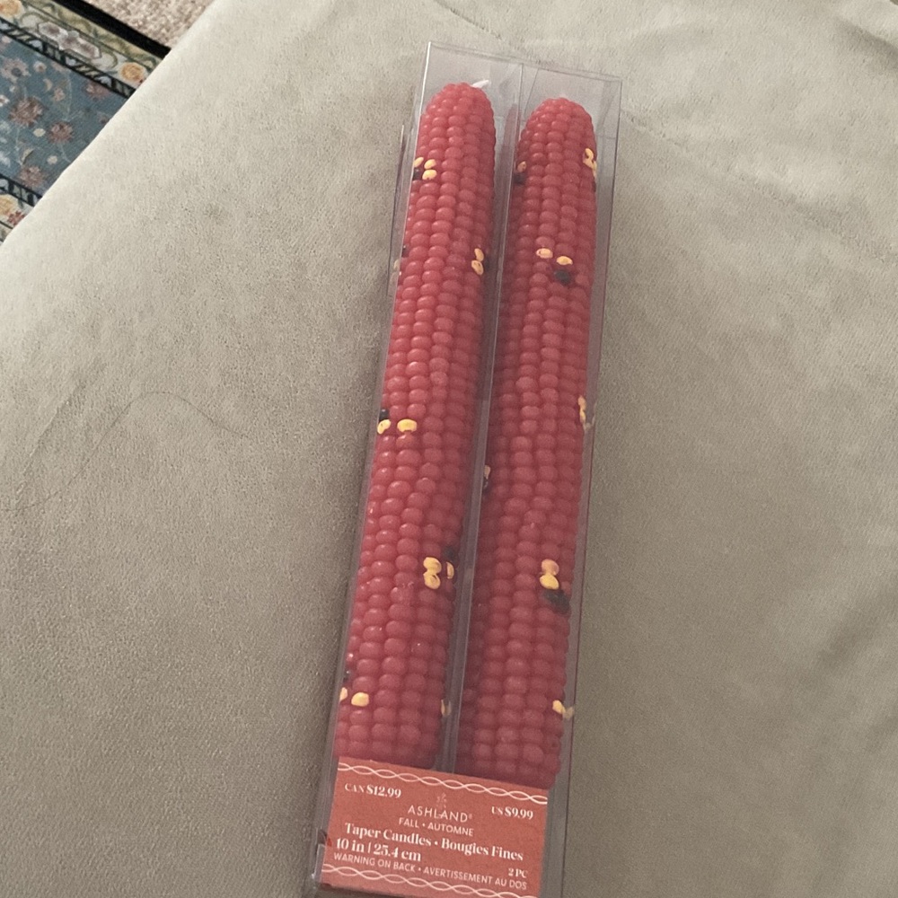 Ashland Textured Red and Yellow Corn Taper Candles
